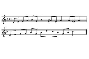 Notation of the theme for In the Hall of the Mountain King