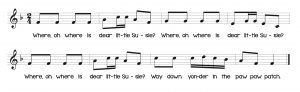 Notation for the song PawPaw Patch
