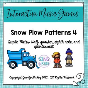 Image of snow plow and kids in winter gear