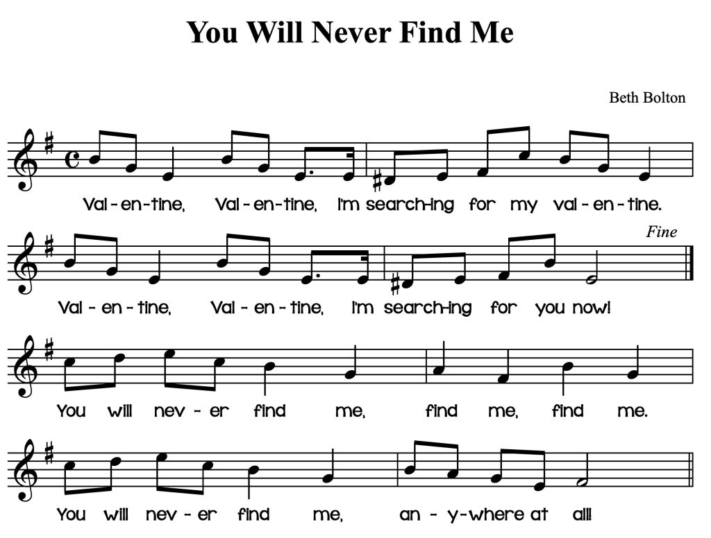 Notation for Will You Be My Valentine