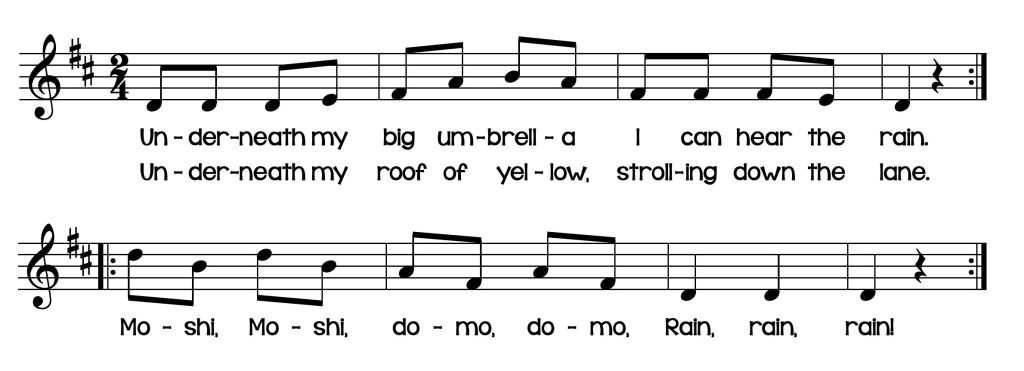 Notation of the song Underneath My Big Umbrella
