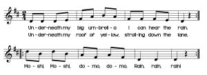 Notation of the song Underneath My Big Umbrella