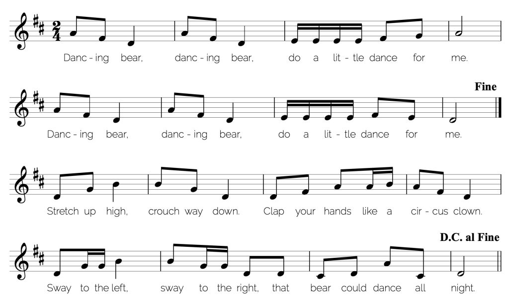 Notation to Dancing Bear song