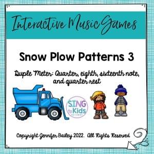 Image of snow plow and people in winter