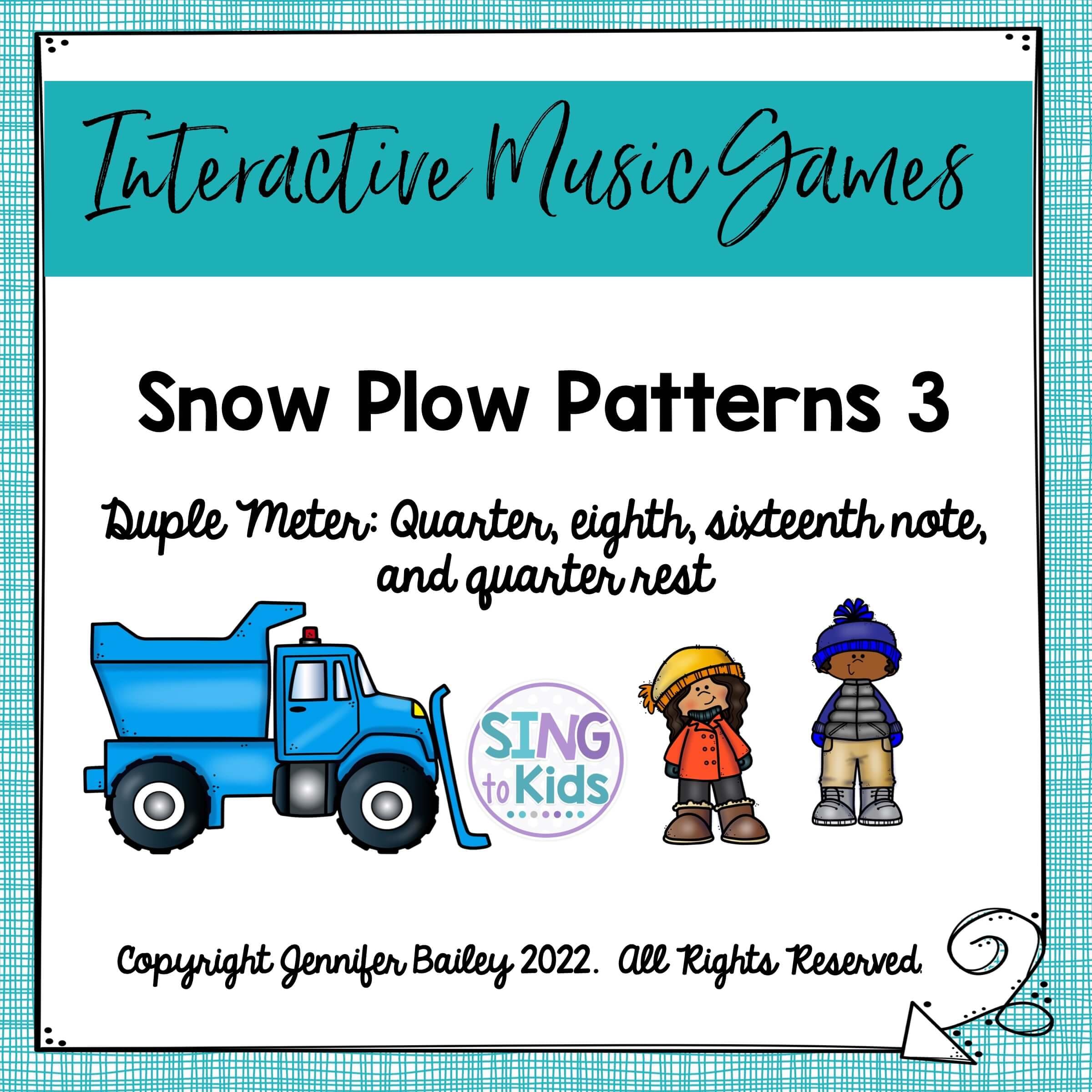 Image of snow plow and people in winter